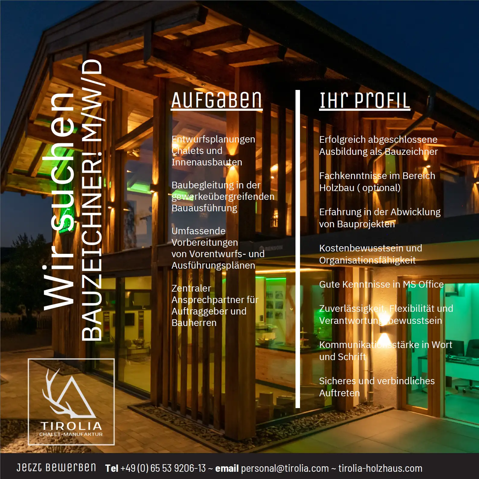 Tirolia – Holzhausbau | Florian & Maximilian Gutenberg - Tirolia GmbH | Stellenanzeige: Wir suchen Architekten!