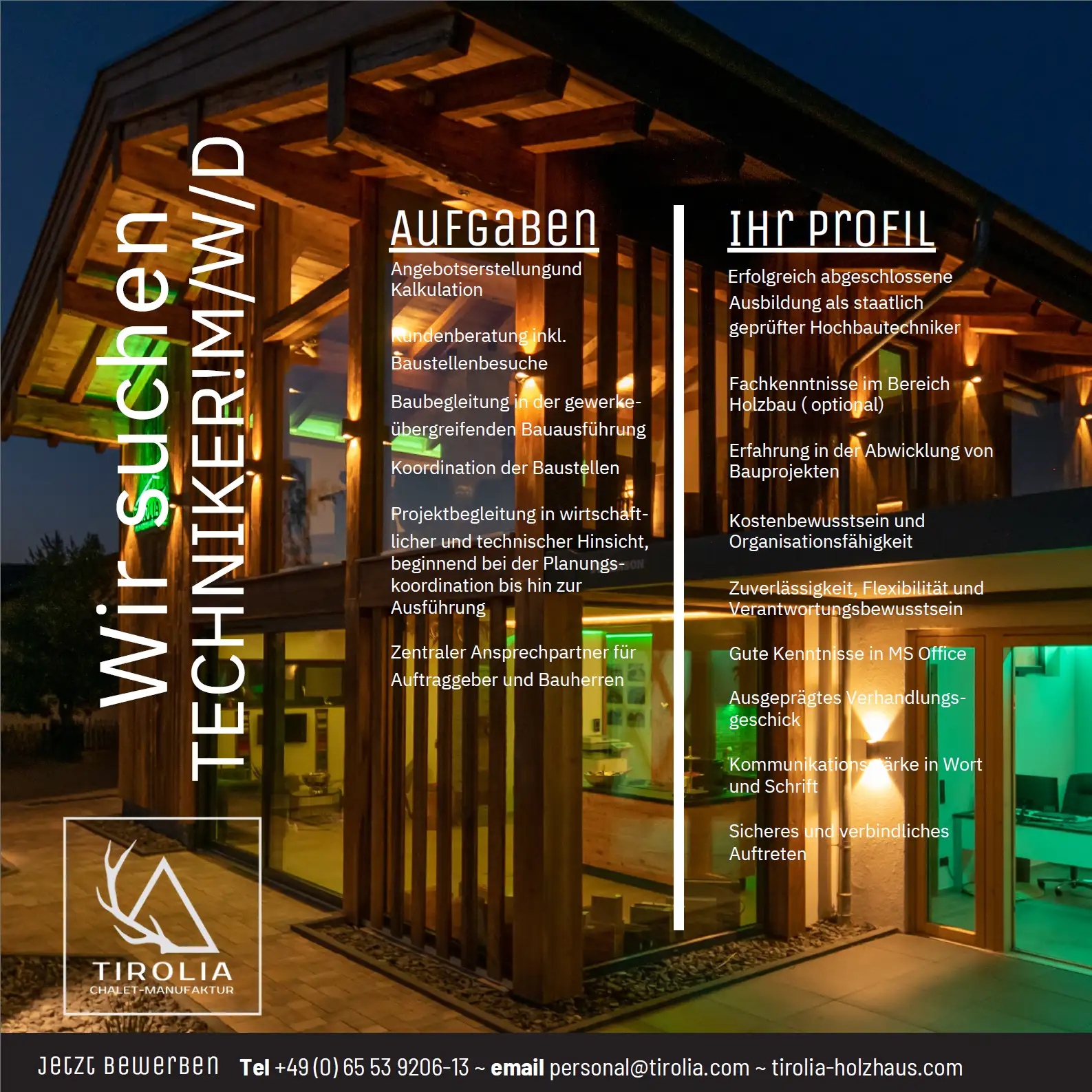 Tirolia – Holzhausbau | Florian & Maximilian Gutenberg - Tirolia GmbH | Stellenanzeige: Wir suchen Architekten!